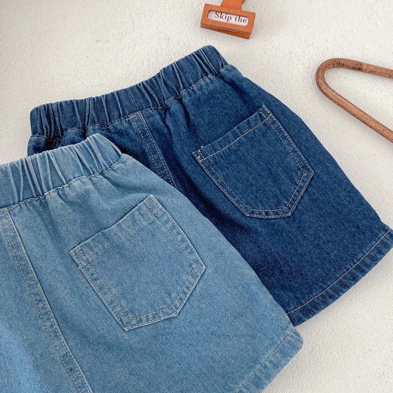 Ins Summer Children'S Denim Shorts New Korean Solid Color Shorts Boys And Girls Western Style Pocket Pants Trendy Children'S Pants - Image 5