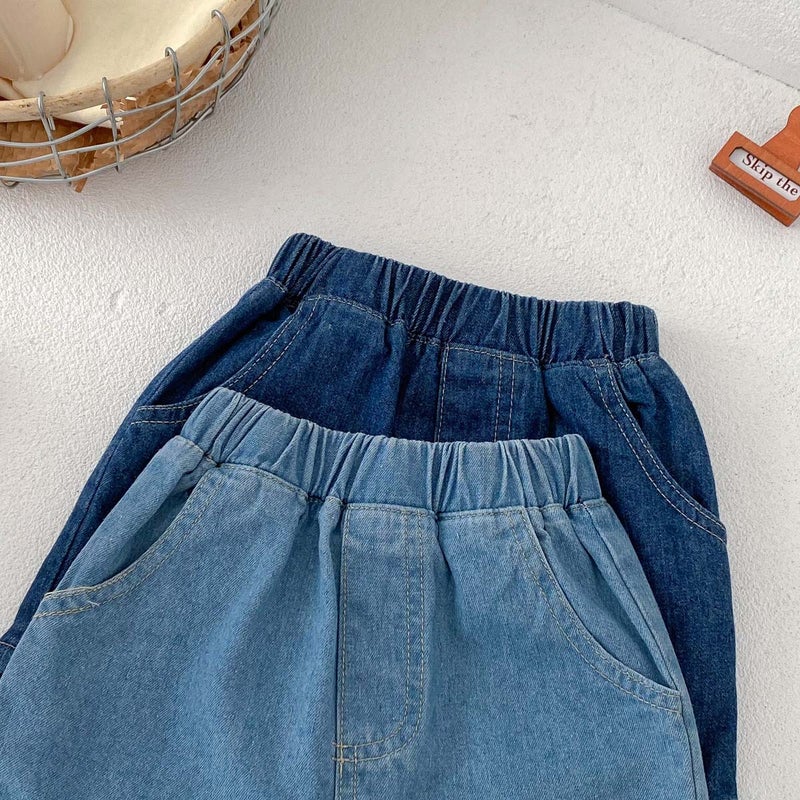 Ins Summer Children'S Denim Shorts New Korean Solid Color Shorts Boys And Girls Western Style Pocket Pants Trendy Children'S Pants - Image 4