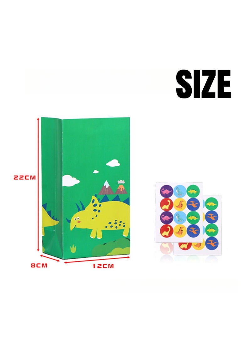 NOVOLAN 24 PCS Dinosaur Birthday Party Supplies Gift Bags, Cartoon Flat Paper Bags for Cute Mini Dino Candies, Cookies, Snacks, for Birthday Celebration, Candy Cake Gift DIY, Theme Party Decoration - Image 3