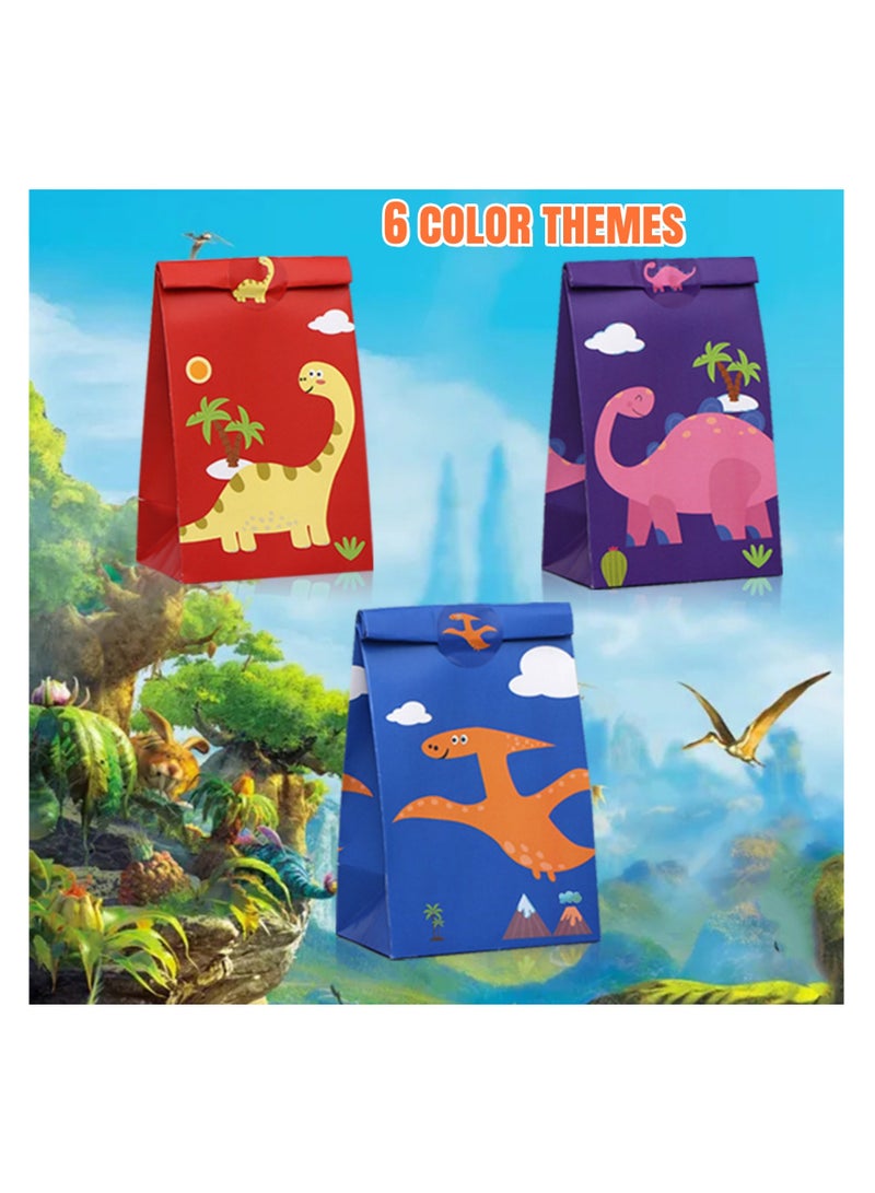 NOVOLAN 24 PCS Dinosaur Birthday Party Supplies Gift Bags, Cartoon Flat Paper Bags for Cute Mini Dino Candies, Cookies, Snacks, for Birthday Celebration, Candy Cake Gift DIY, Theme Party Decoration - Image 4
