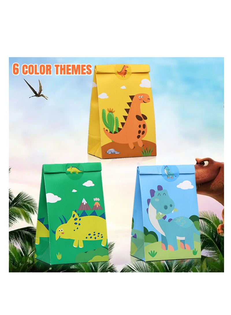 NOVOLAN 24 PCS Dinosaur Birthday Party Supplies Gift Bags, Cartoon Flat Paper Bags for Cute Mini Dino Candies, Cookies, Snacks, for Birthday Celebration, Candy Cake Gift DIY, Theme Party Decoration - Image 5