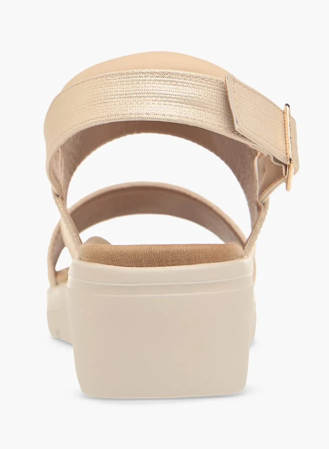 Le Confort Women Textured Strappy Sandals with Buckle Closure