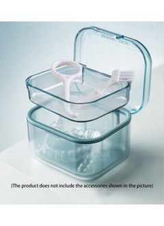 Generic Denture Bath Box Cup with Strainer Basket Denture Holder Storage Soak Container for Travel Cleaning Exquisite Retainer Cleaner Case Mouth Guard Case (Blue/Clear)  - Image 3