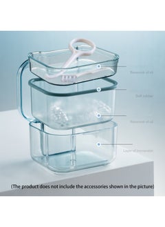 Generic Denture Bath Box Cup with Strainer Basket Denture Holder Storage Soak Container for Travel Cleaning Exquisite Retainer Cleaner Case Mouth Guard Case (Blue/Clear)  - Image 2