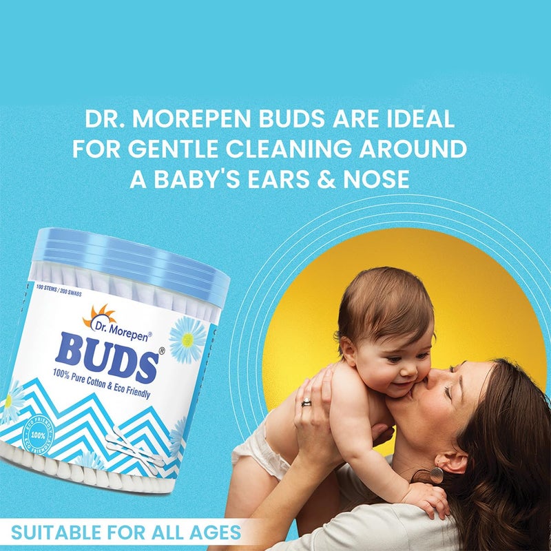 DR. MOREPEN BUDS 100% Pure Cotton & Eco-Friendly Earbuds - 100 Cotton Buds Pack of 6 - Image 3