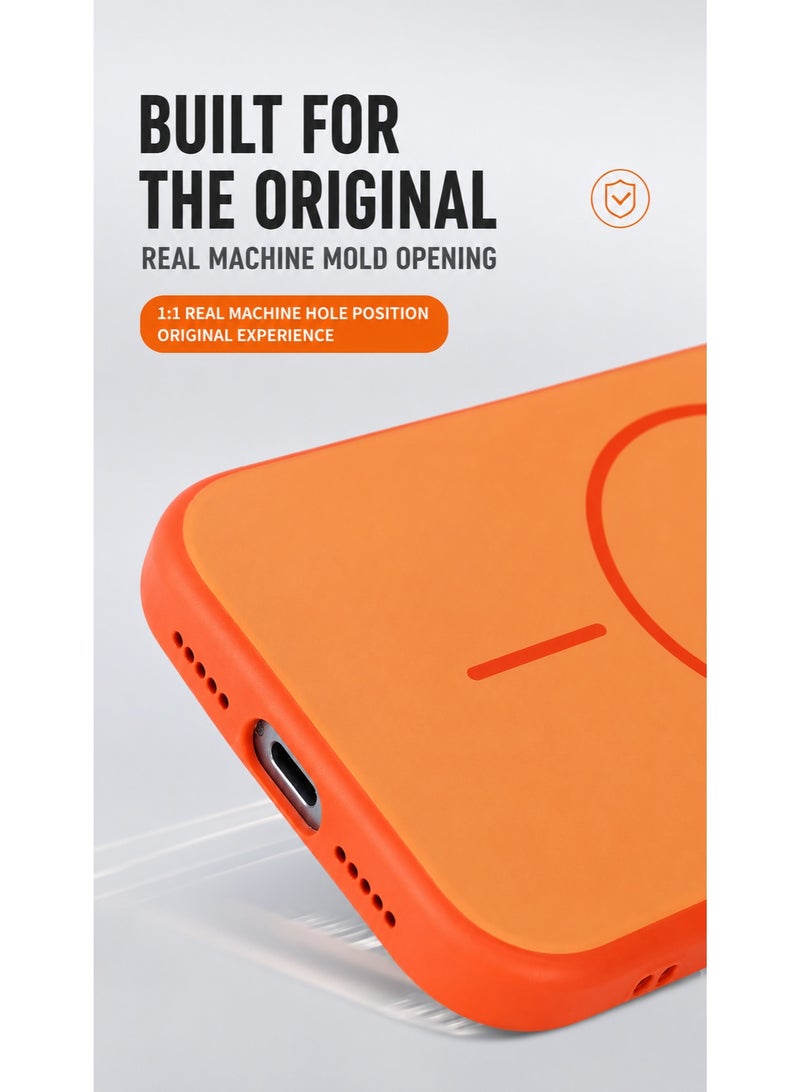 MagSafe Matte Phone Case Compatible with iPhone 14 Pro, Orange - Image 2