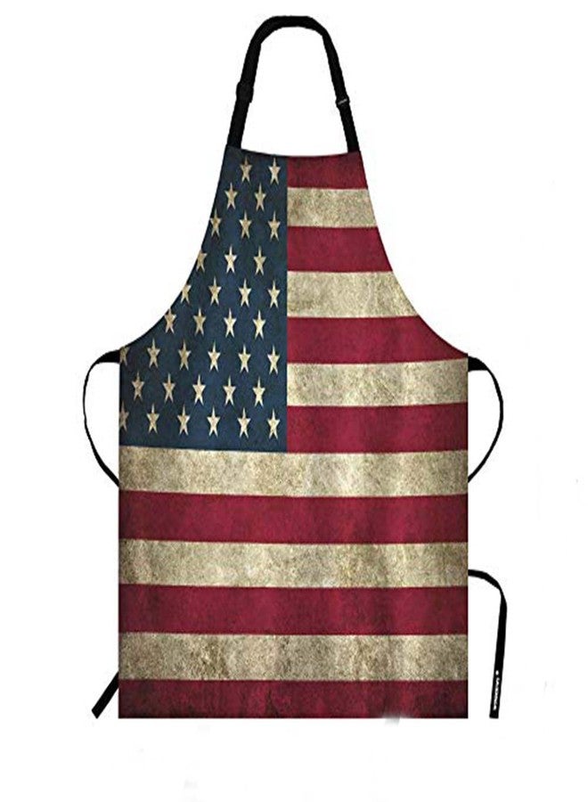 WONDERTIFY Rustic Usa Flag Vintage American Patriotic Us Flgas Apron, Bib Apron with Adjustable Neck for Men Women,Suitable for Home Kitchen Cooking Waitress Chef Grill Bistro Baking BBQ Apron - Image 1
