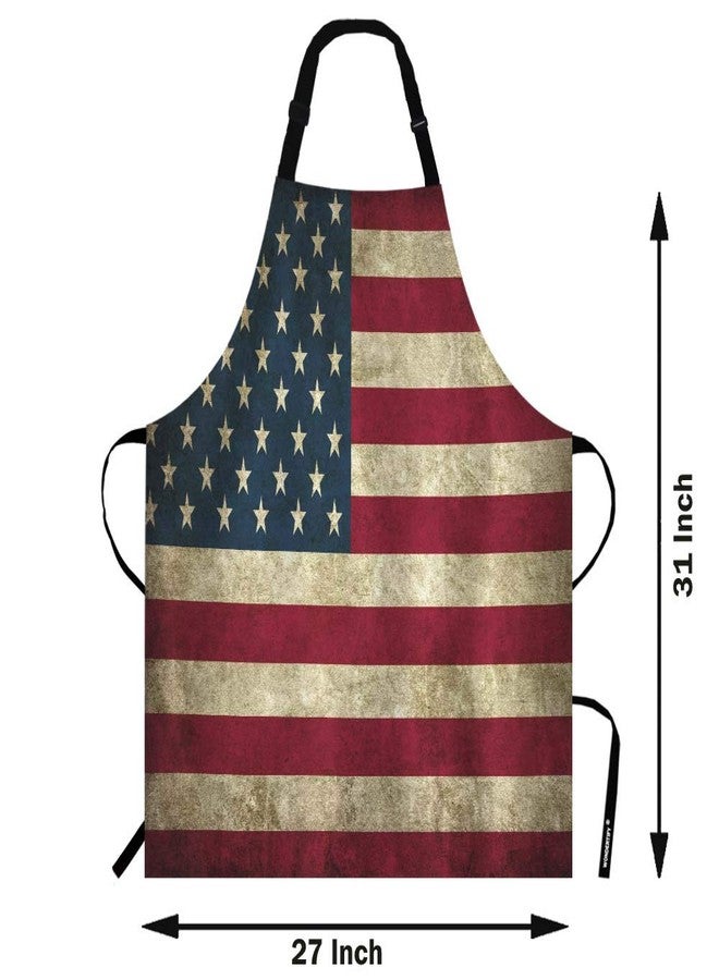 WONDERTIFY Rustic Usa Flag Vintage American Patriotic Us Flgas Apron, Bib Apron with Adjustable Neck for Men Women,Suitable for Home Kitchen Cooking Waitress Chef Grill Bistro Baking BBQ Apron - Image 3