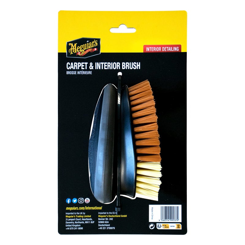 ميجواير Meguiar's X1000EU Car Cleaning Carpet & Interior Brush. Stiff yellow bristles for stubborn stains. Soft orange bristles for carpets, fabrics & plastics - Image 2