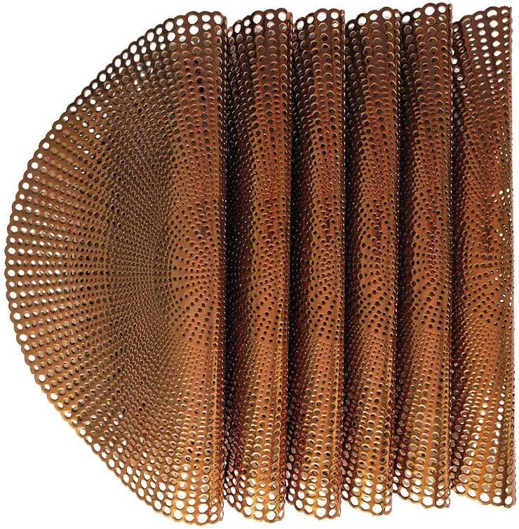 Dakshya Industries Dakshya Industries PVC Pack of 6 Round Strips Shape Placemat for Dining Table Mat Dressing Table Mats Kitchen Restaurant Copper - Image 4