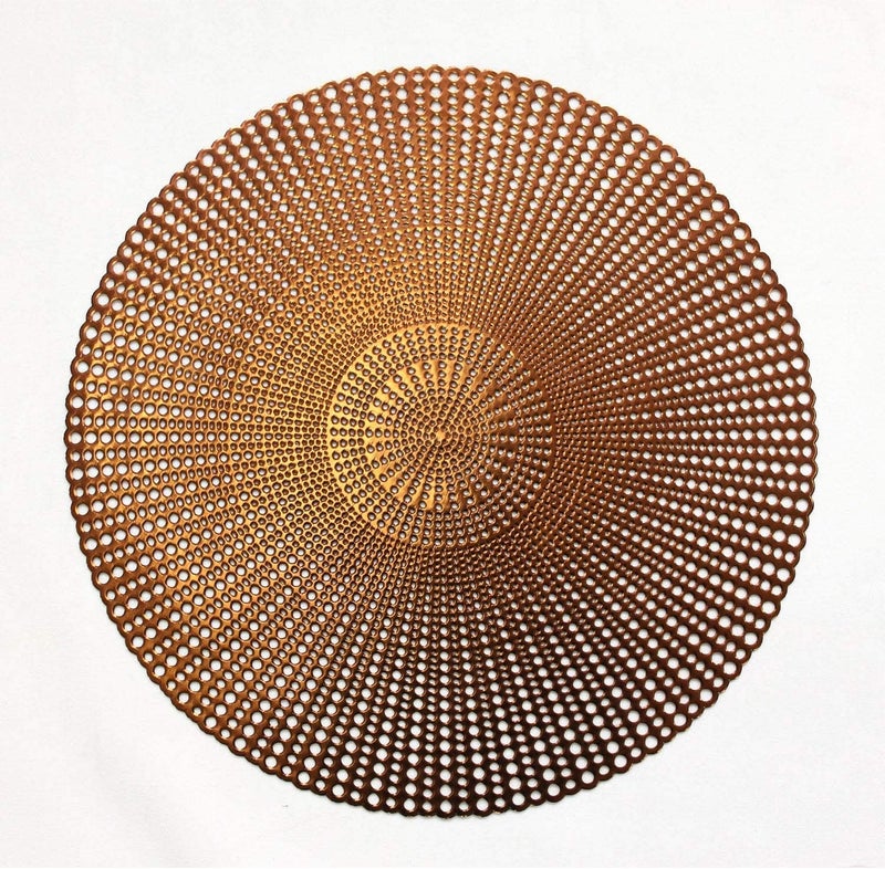 Dakshya Industries Dakshya Industries PVC Pack of 6 Round Strips Shape Placemat for Dining Table Mat Dressing Table Mats Kitchen Restaurant Copper - Image 1