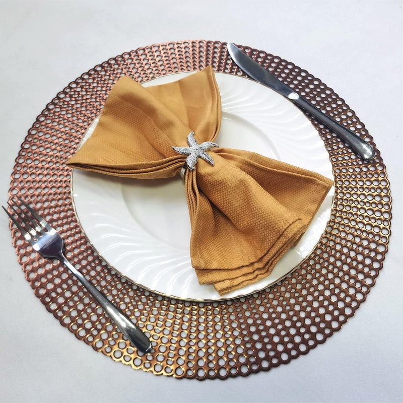 Dakshya Industries Dakshya Industries PVC Pack of 6 Round Strips Shape Placemat for Dining Table Mat Dressing Table Mats Kitchen Restaurant Copper - Image 3