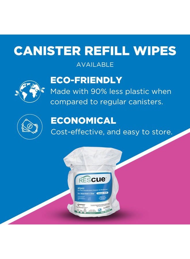 RESCUE One-Step Disinfectant Cleaner & Deodorizer Wipes for Vet Use – Cleaner for Kennels, Litter Boxes, Vet Offices, Pet Grooming Surfaces, Pet Items – Wipes Canister, 160-Count (Pack of 1) - Image 2