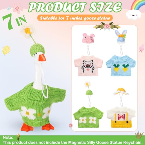 SilTriangle 4 Set 7 Inch Mini Desk Goose Knitted Outfits Cute Magnetic Goose Key Holder Multiple Colors Clothes for Home Office Magnetic Duck Statue Table Desk Key Holder Decor GiftsFresh - Image 5