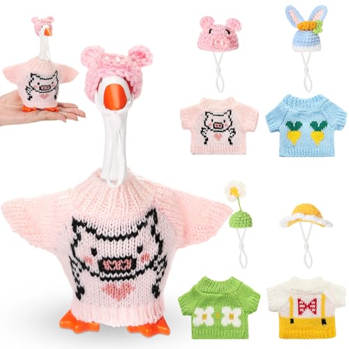 SilTriangle 4 Set 7 Inch Mini Desk Goose Knitted Outfits Cute Magnetic Goose Key Holder Multiple Colors Clothes for Home Office Magnetic Duck Statue Table Desk Key Holder Decor GiftsFresh - Image 1