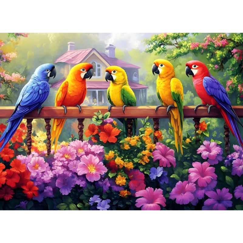 DAGIRT 300 Piece Puzzles for Adult Colorful Parrots Jigsaw Puzzle 300 Pieces for Adults Kids Seniors Beautiful Challenging Garden House Adults Puzzle for Family and Friends Party Gifts 20515 in - Image 3