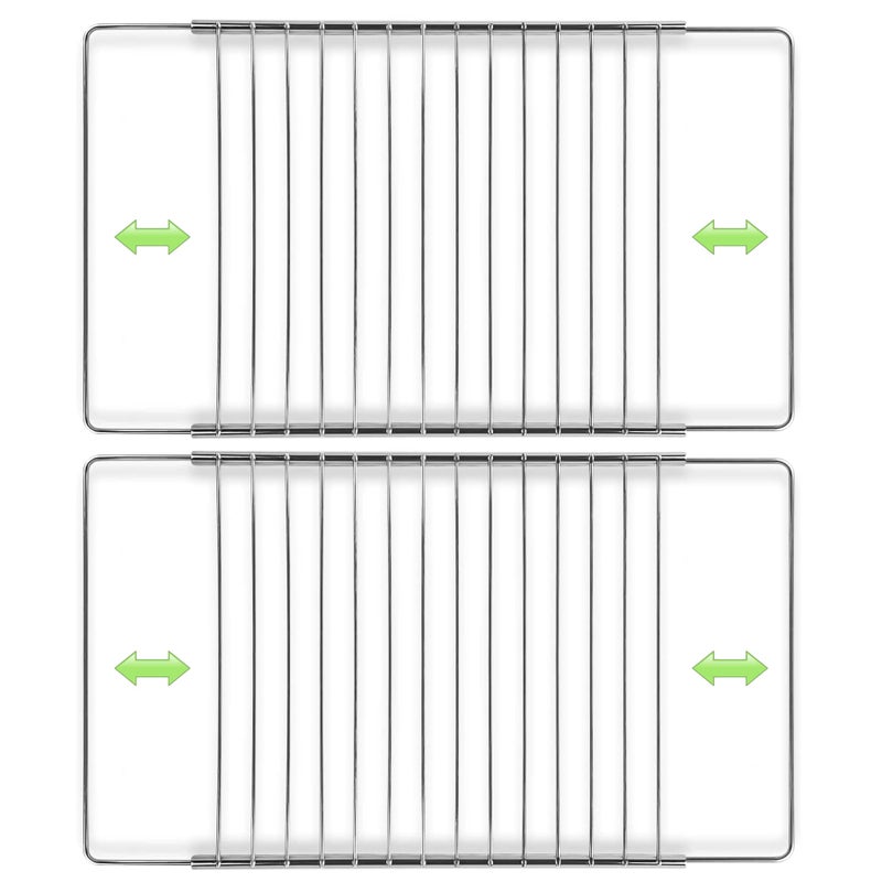MIRTUX 2 x Oven Grill Rack  Adaptable Model  Width 31 cm and Extendable Length  Adjustable from 37 cm Minimum to 65 cm Maximum Size