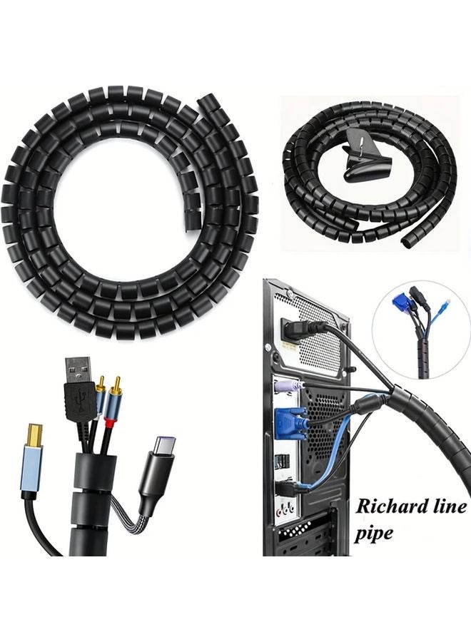 White Flexible PVC Spiral Cable Sleeve Organizer 10mm Dia 1m Waterproof Desktop - Image 4