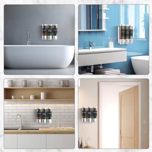 Cabo Deseado Shampoo and Conditioner Dispenser,Shower Dispenser 3 Chamber No Drill Wall-Mounted Shampoo Dispenser for Shower Wall Mounted Body Wash Dispenser for Bathroom Hotel Kitchen Large Capacity,Silver1 - Image 2
