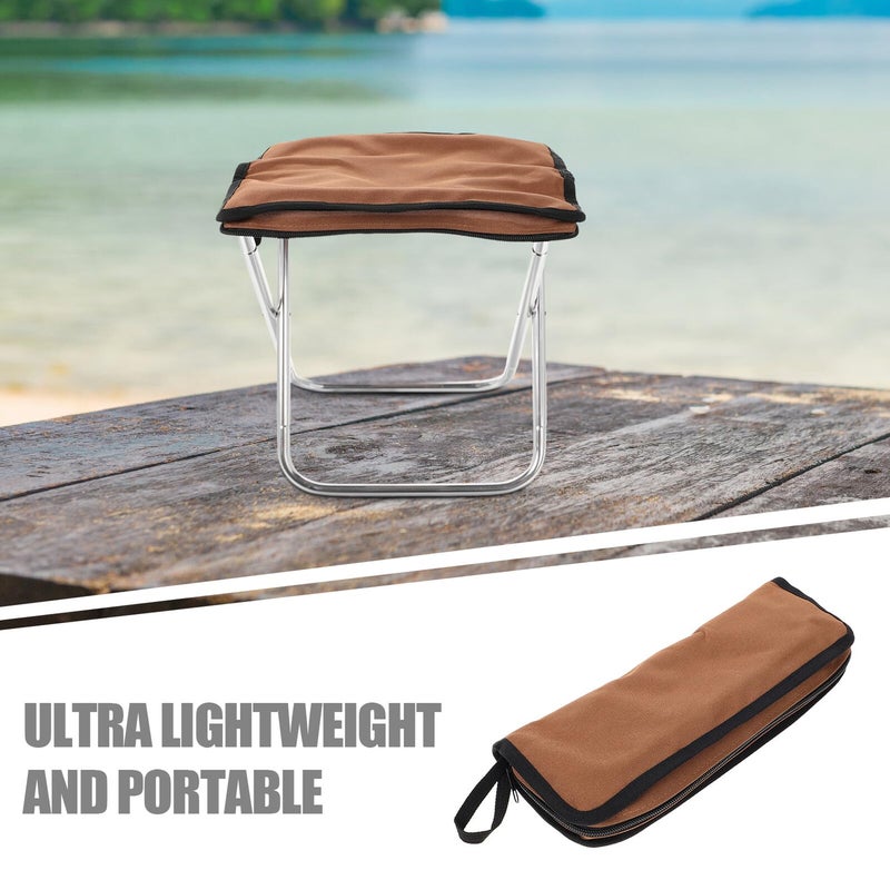 Lightweight Portable Folding Camping Stool Outdoor Travel Fishing Chair Brown - Image 5