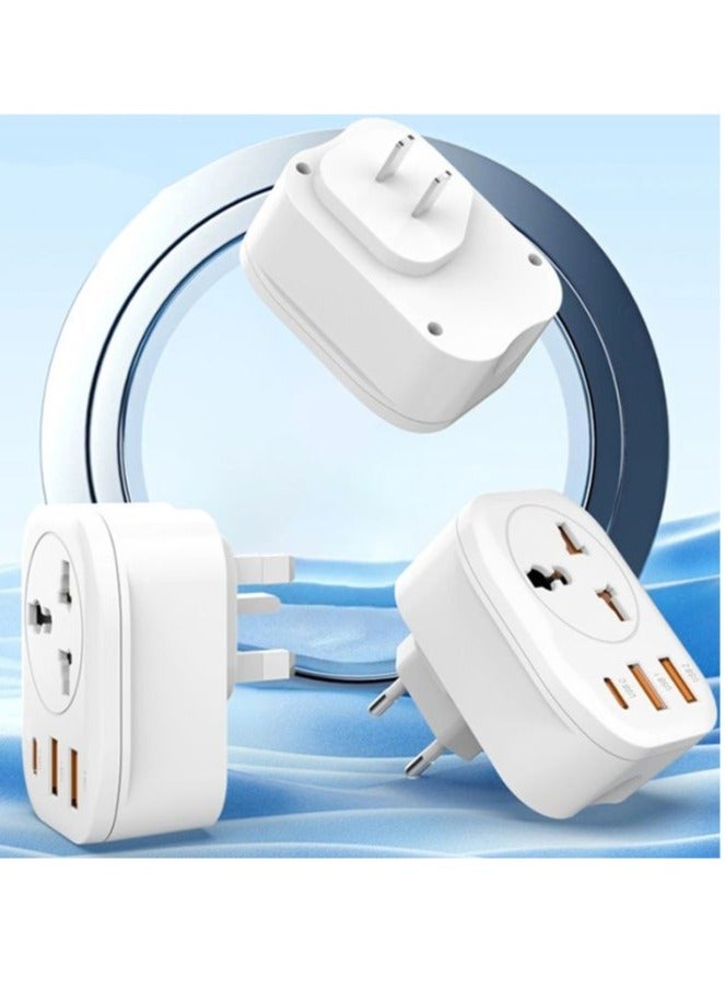 TIGER "Type G Travel Adapter Converter – Universal Socket with 2 USB + Type-C Ports for Business, Holiday, Hotel, and Airport – White"  - Image 2