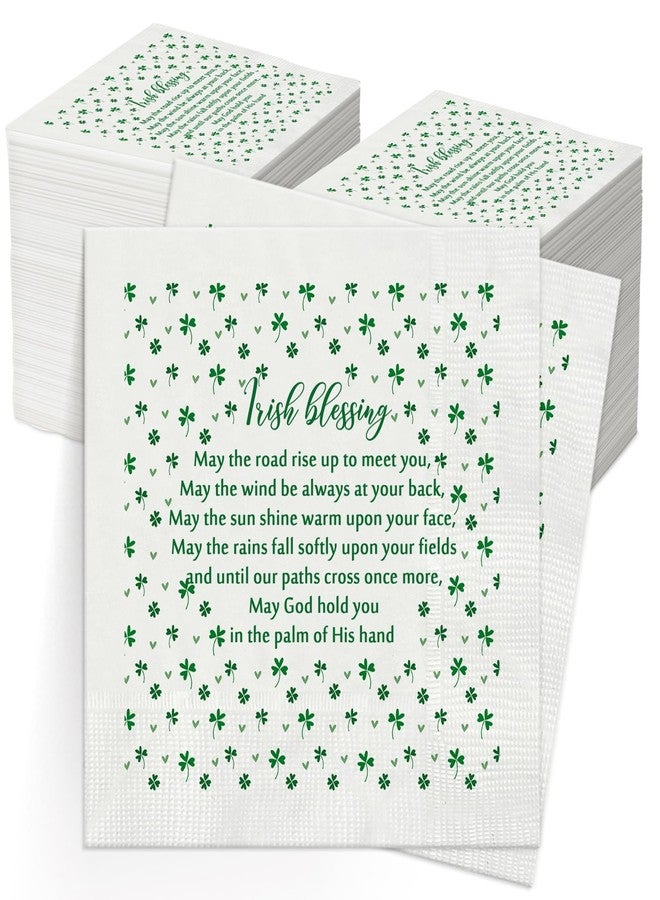 Spakon 100 Pcs St. Patrick's Day Napkins Bulk 9 x 9 Inch Green Lucky Shamrock Paper Napkins 3 Ply Irish Party Decoration for Luncheons Dinners Holiday Tableware Supplies - Image 1