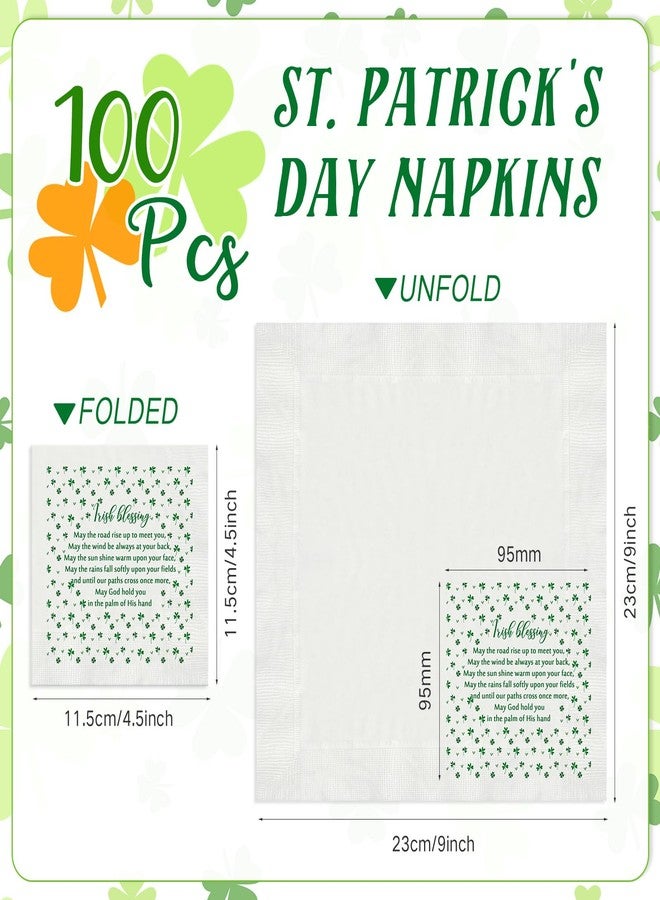 Spakon 100 Pcs St. Patrick's Day Napkins Bulk 9 x 9 Inch Green Lucky Shamrock Paper Napkins 3 Ply Irish Party Decoration for Luncheons Dinners Holiday Tableware Supplies - Image 2