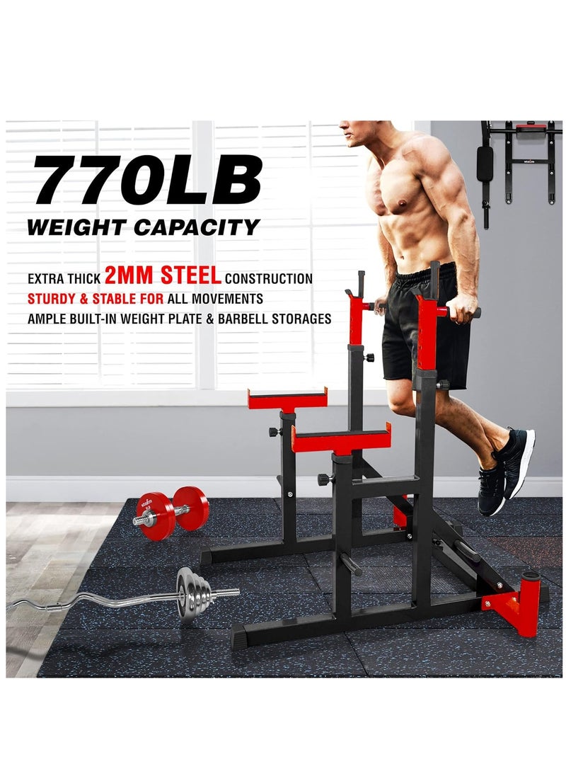 ALCOACH Combo Barbell Rack & Adjustable Weight Bench Multi-Function Squat Press Barbell Rack Stand, Height Adjustable Barbell，Max Load 770lbs,Fitness Exercise Equipment Home Gym