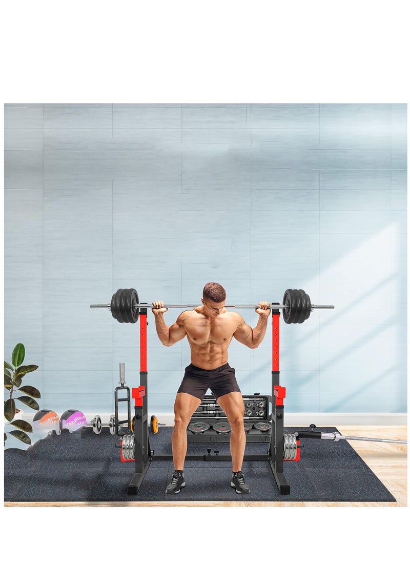 ALCOACH Combo Barbell Rack & Adjustable Weight Bench Multi-Function Squat Press Barbell Rack Stand, Height Adjustable Barbell，Max Load 770lbs,Fitness Exercise Equipment Home Gym