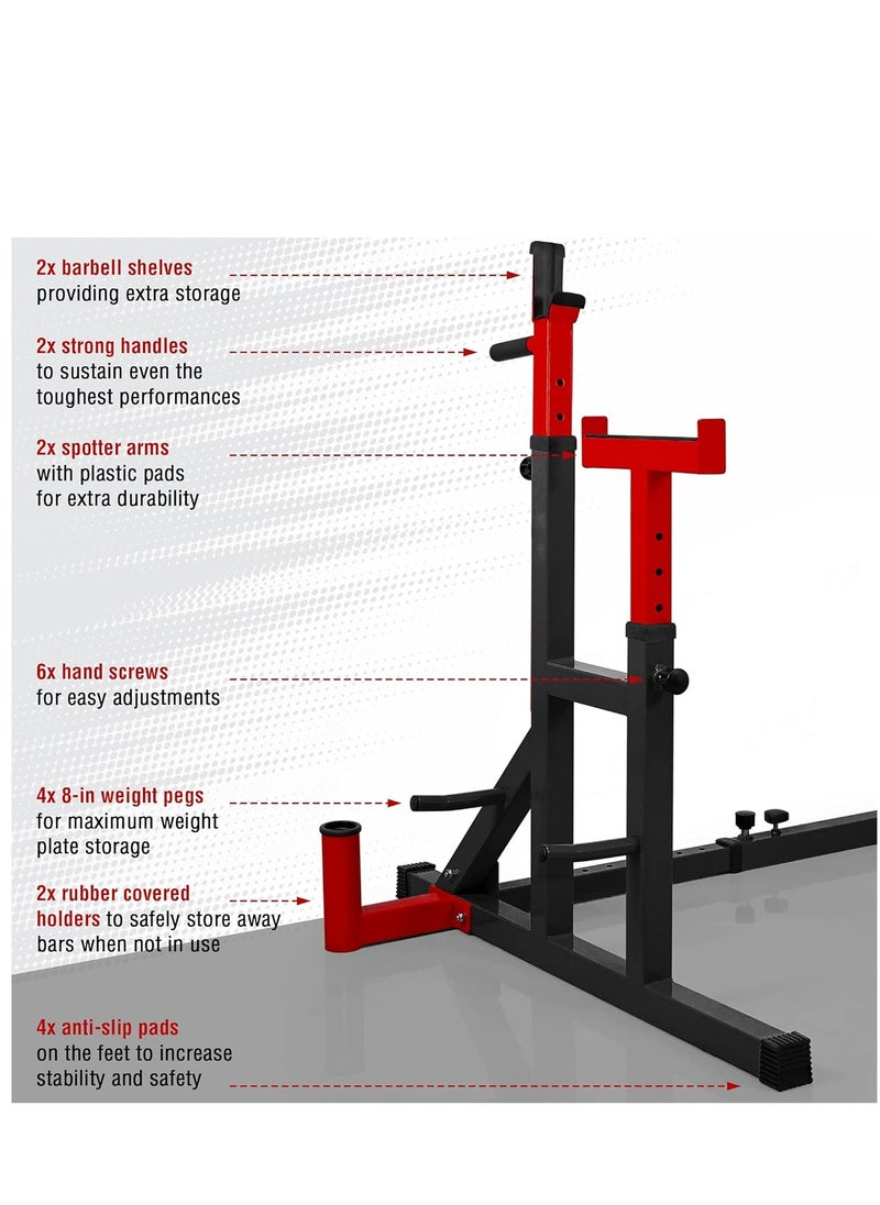 ALCOACH Combo Barbell Rack & Adjustable Weight Bench Multi-Function Squat Press Barbell Rack Stand, Height Adjustable Barbell，Max Load 770lbs,Fitness Exercise Equipment Home Gym