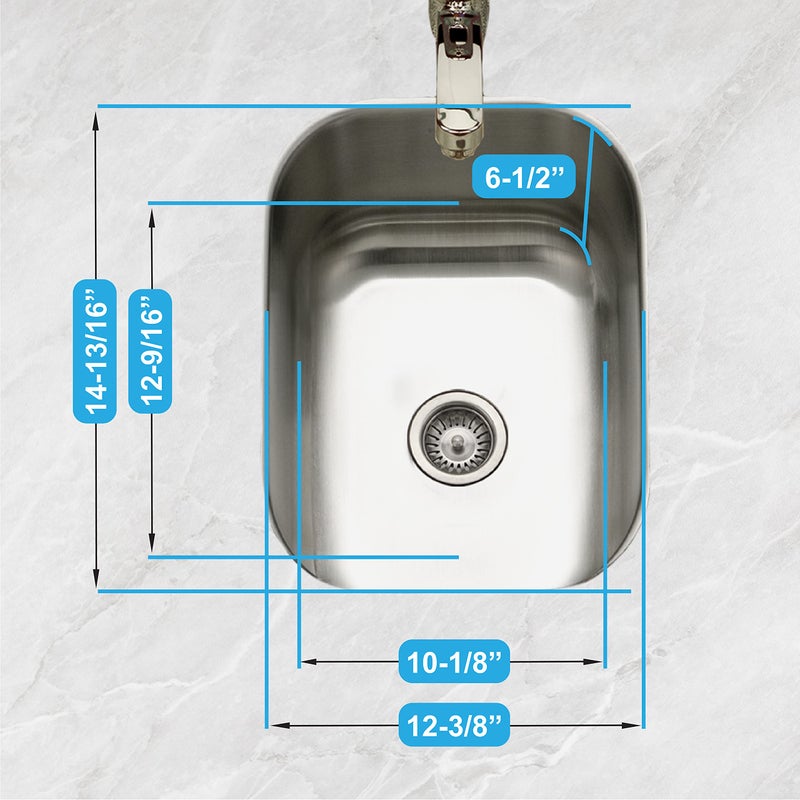 Houzer Club Stainless Steel Kitchen Bar & Prep Sink: 10 Inch Undermount Small Sink with Strainer, Durable & Versatile, Essential for Home & Apartment: CS-1307-1 - Image 3