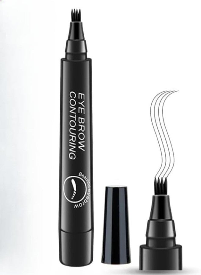 Akshify 4-Tip Microblading Eyebrow Pen Waterproof - 3ML Long-Wear Anti-Dry Brow Marker with Precision Fork Applicator for Natural Hair-Stroke Definition, Smudge-Resistant Eyebrow Tint Makeup (Black) - Image 4