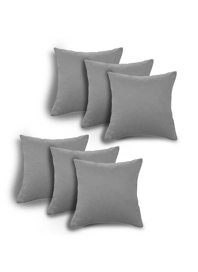 House One Set of 6 pieces Square Soft Velvet Decorative Cushion with Solid Design and Attractive Colors 45x45 cm - Grey - Image 1