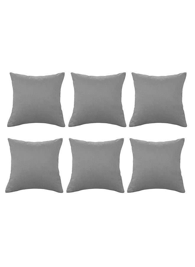 House One Set of 6 pieces Square Soft Velvet Decorative Cushion with Solid Design and Attractive Colors 45x45 cm - Grey - Image 2