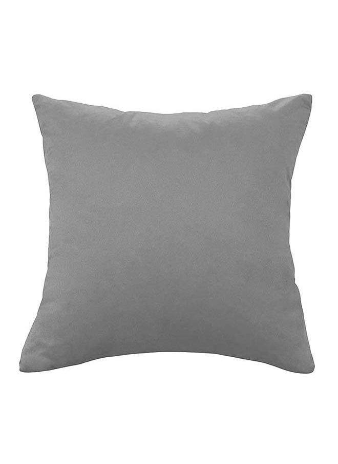 House One Set of 6 pieces Square Soft Velvet Decorative Cushion with Solid Design and Attractive Colors 45x45 cm - Grey - Image 3