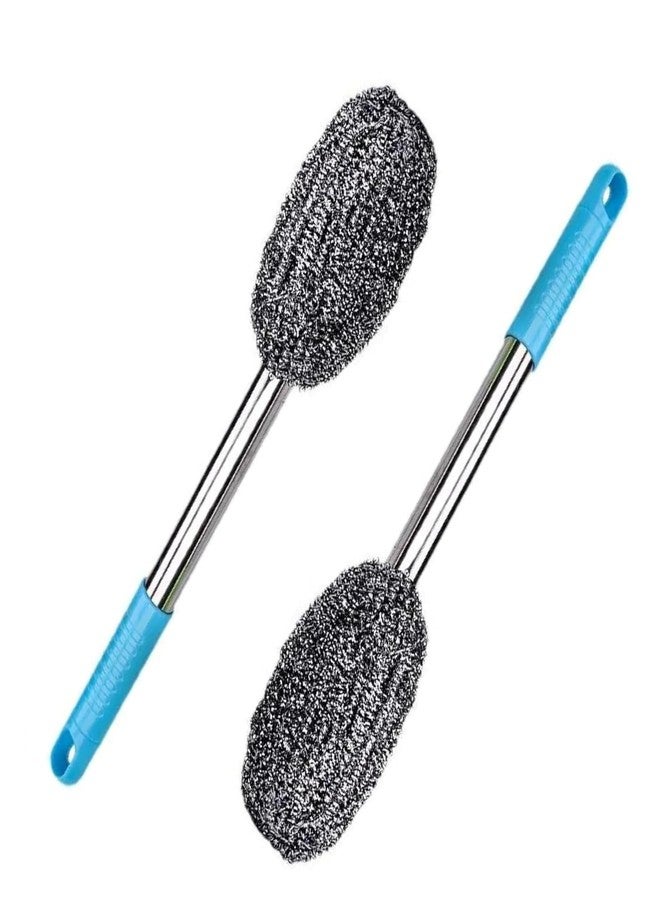 ZIGZAP Bottle Cleaner Brush with Long Handle Steel Brush Bottle Washing Brush Stainless Steel Scrubber for Water Bottles, Baby Bottles - Multipurpose Kitchen and Bathroom Cleaner(Pack of 02) - Image 1