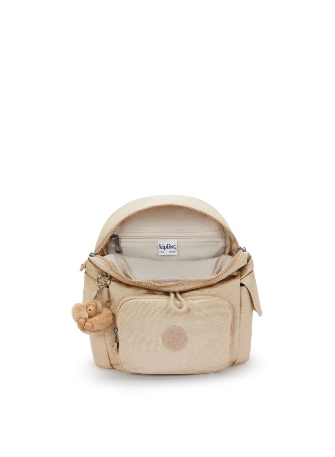 kipling City Pack Mini Small backpack Sparkled Beige - Image 3