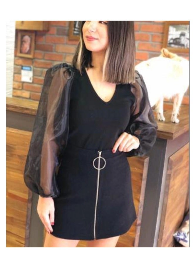 Black Skirt With Zipper  - Image 1