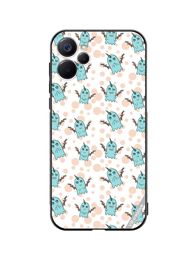 VR CREATIVE Protective Case Cover For Realme 9i 5G White Background, Pattern Cute Blue Monsters, Emotions Stickers Design Multicolour - Image 1