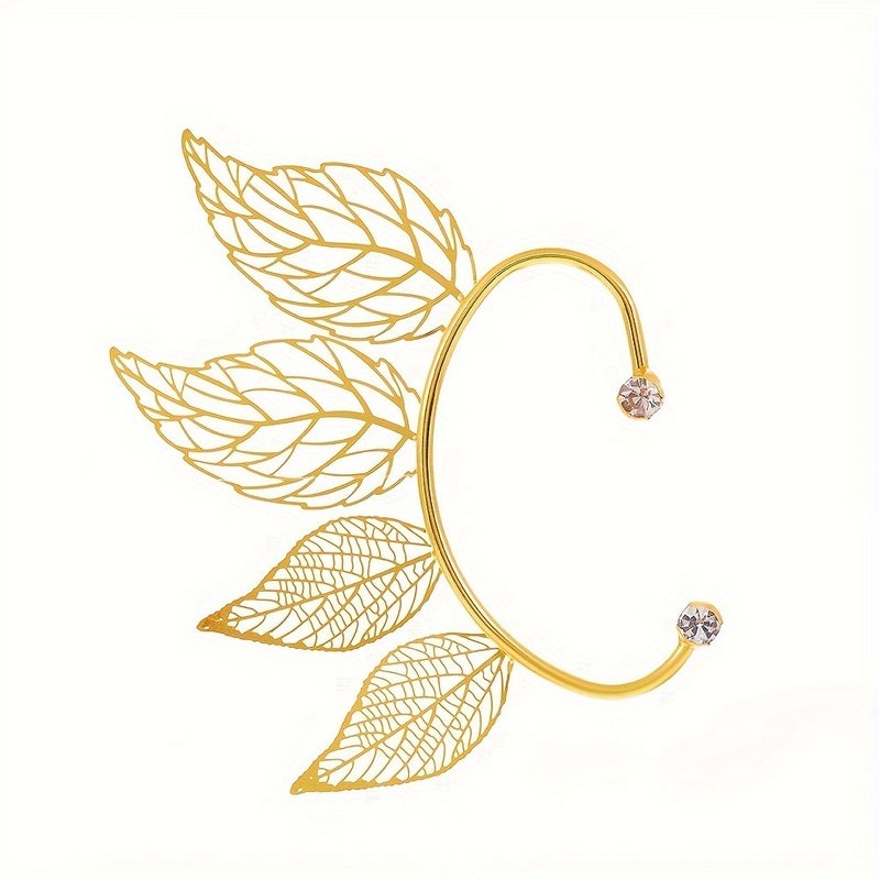 1PC Minimalist Fashion Sparkling Hollow Leaf Ear Clip for Women - Perfect Daily Wear, Vacation Souvenir, or Gift - Image 5
