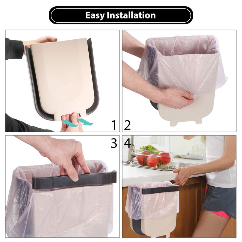 SEVIA Hanging Trash Can for Kitchen Cabinet Dor Dustbin Small Collapsible Foldable Waste Bins for Bathroom Bedroom Office Car Portable Home & Outdoor - Image 3