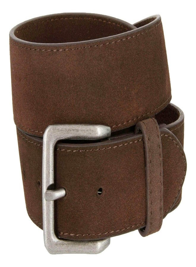 Belts.com Square Buckle Casual Jean Suede Leather Belt 1 1/2" Wide (Brown, 34) - Image 1