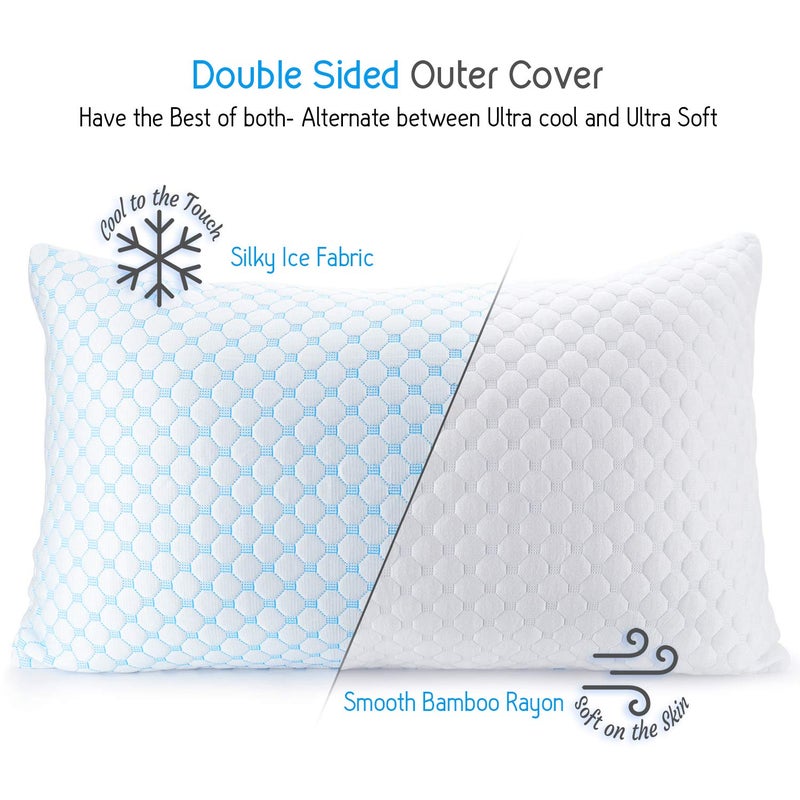 Nestl Cooling Pillow Queen Size - Cooling Shredded Memory Foam Pillows, Gel Infused Cool Pillows, Adjustable Cooling Pillows for Sleeping, Breathable Queen Pillows, Washable Removable Bed Pillow Cover - Image 3