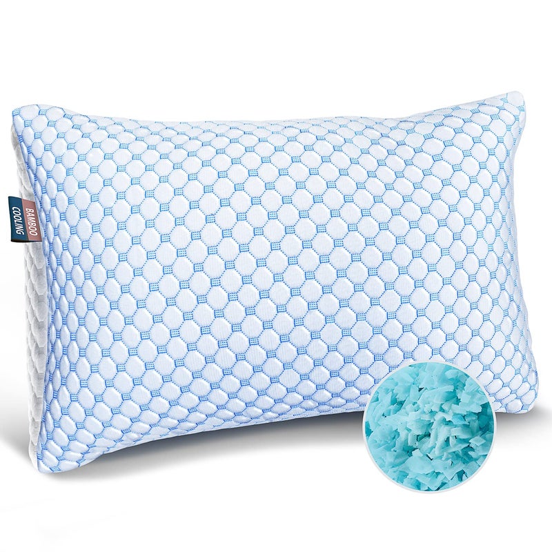 Nestl Cooling Pillow Queen Size - Cooling Shredded Memory Foam Pillows, Gel Infused Cool Pillows, Adjustable Cooling Pillows for Sleeping, Breathable Queen Pillows, Washable Removable Bed Pillow Cover - Image 1