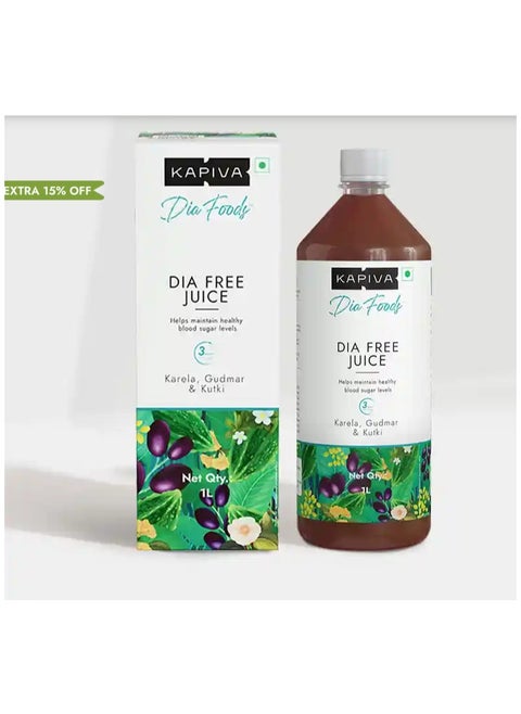 Kapiva Dia Free Juice, 1L | Clinically Proven Diabetes Care | Karela, Gudmar & Kutki