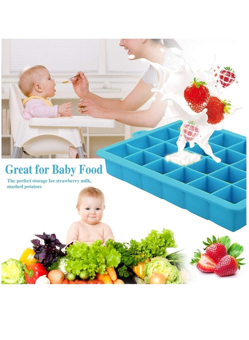 Ice Cube Trays Easy Release Molds 24 Cavities Silicone Food Grade Blue 2Pcs - Image 3