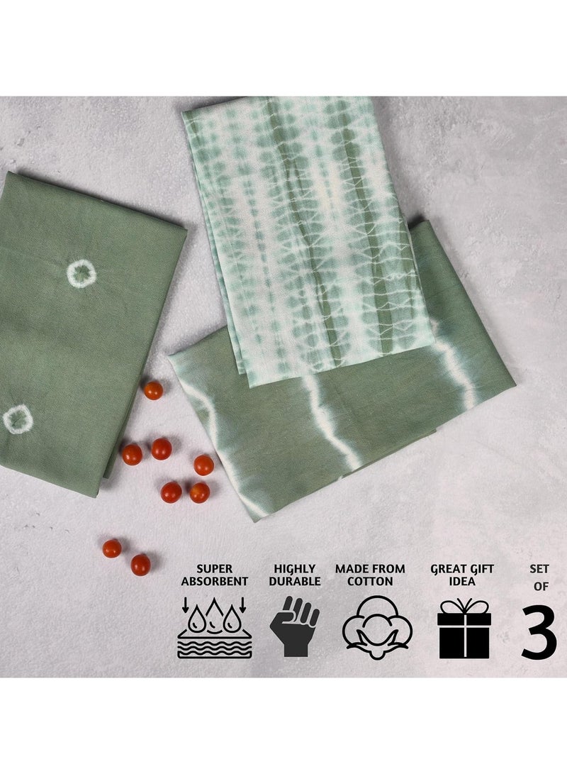 Folkulture Folkulture Kitchen Towels or Dish Towels for Drying Dishes, 20x26 Inches Decorative Tea Towels with Hanging Loop or Hand Towels for Farmhouse, 100% Cotton Flour Sack Towels, Set of 3, Indie Sage  - Image 2