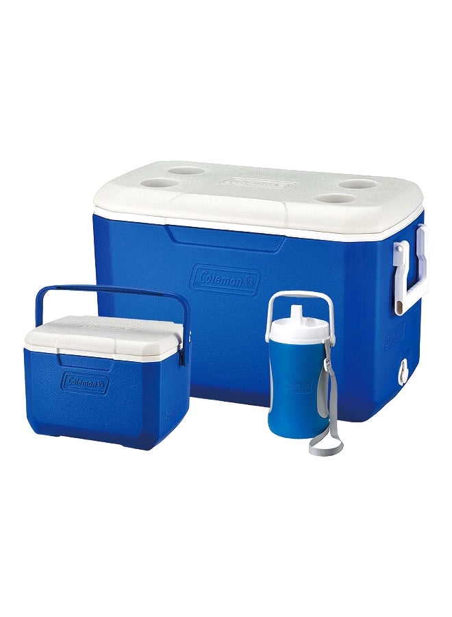 كولمان صندوق تبريد مكون من ثلاث قطع مصنوع من مواد عالية الجودة وخالي من مادة البيسفينول-أ باللونين الأزرق والأبيض وبسعة 46 لتر - Image 1