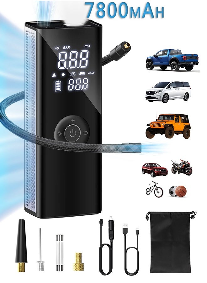 Carsun Air Compressor Portable Tyre Inflator,25mm Cylinder Electric Tire Inflator with 7800mAh Battery/Digital Display/LED Light,150PSI Strong Cordless Air Pump for Truck,RV, pickup Trucks,Motorcycle,Ball  - Image 1