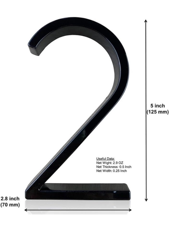 VITION Floating House Number 5 Inch, Metal Anti-Rust Outdoor Home Address Plate with Nail Kits for Door Garden Mailbox Decor Signage (Number 2, Black) - Image 2